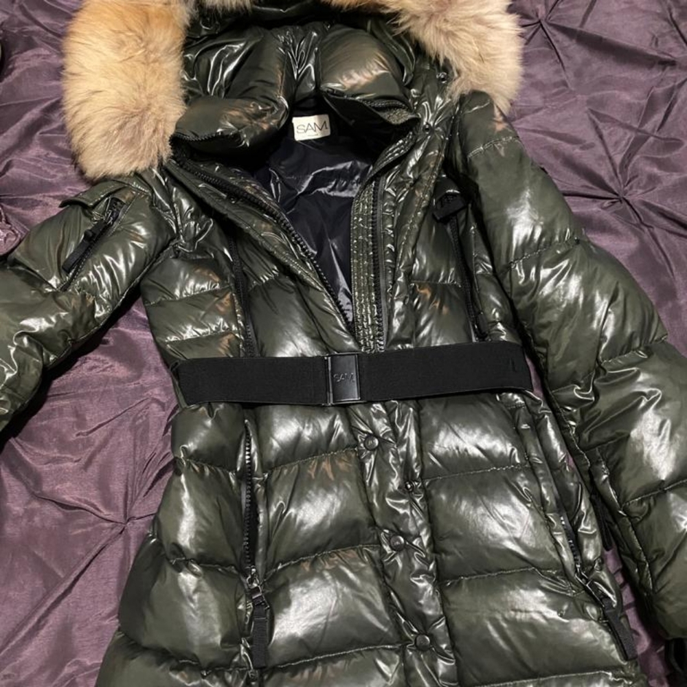 SAM puffer down coat with belt